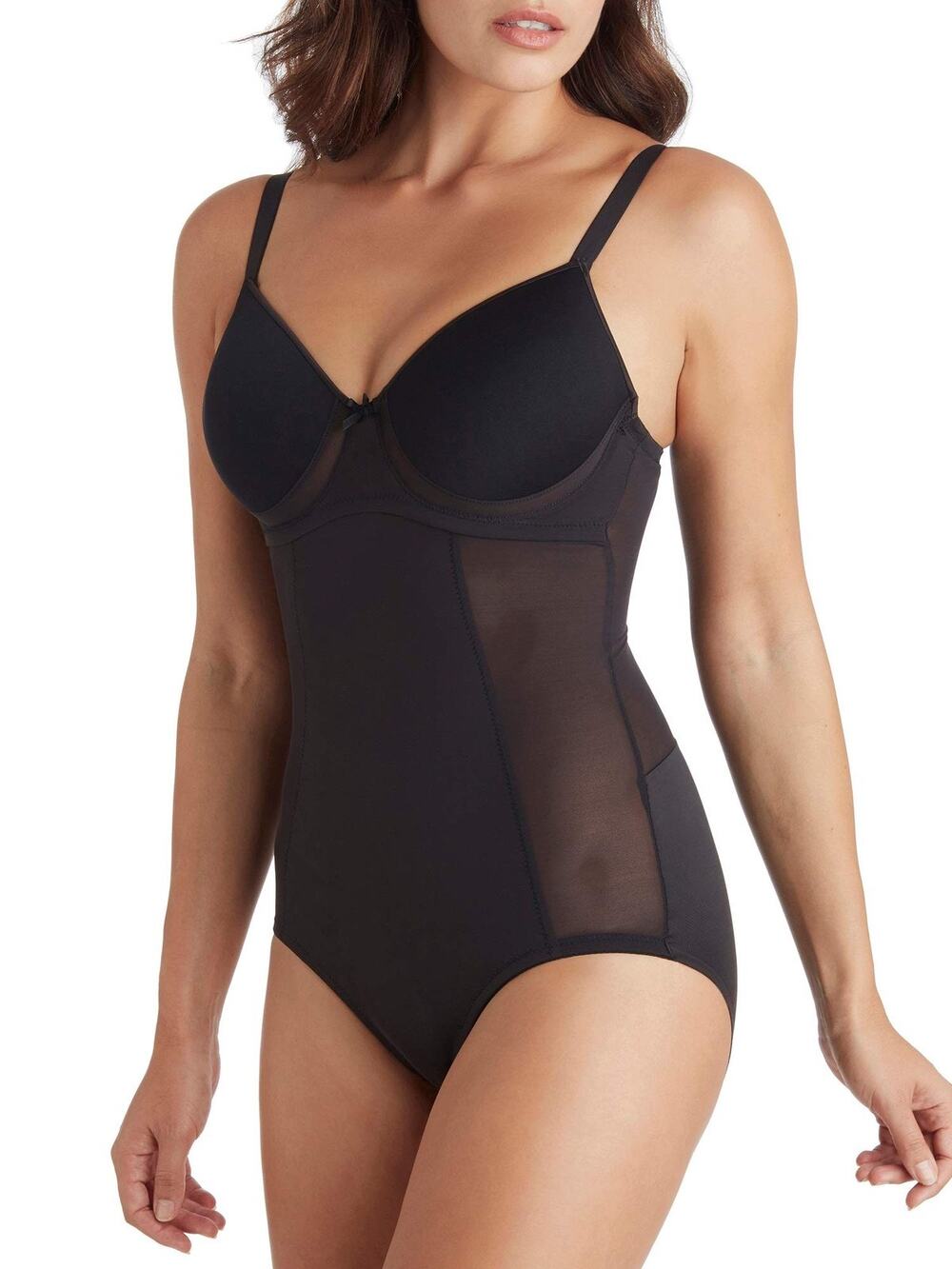 TC Fine Intimates Wonderful U Low Back Firm Control Bodysuit Black Size 38C